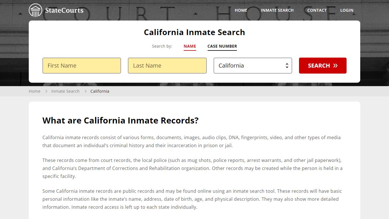California Inmate Search, Prison and Jail Information - State Courts